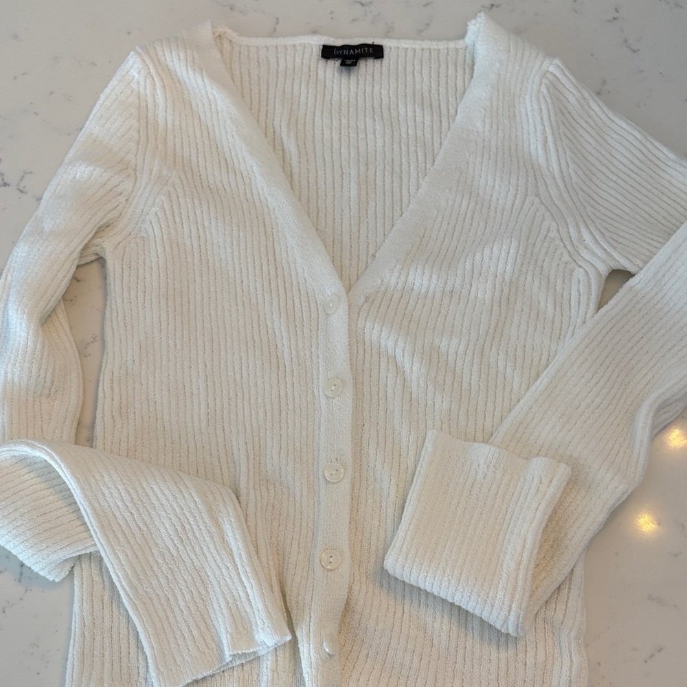 Dynamite Cream Ribbed Cardigan